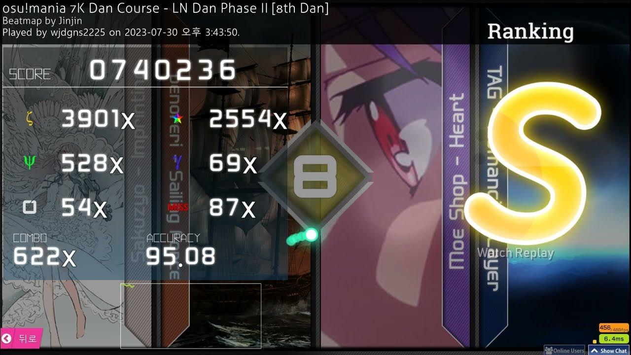 osu! mania ★8.01 osu!mania 7K LN Dan Course 8th 95.08 S Clear YouTube