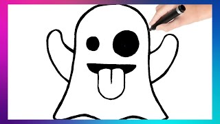 Como dibujar PASO A PASO al Emoji Fantasma fácil para principiantes -  thptnganamst.edu.vn