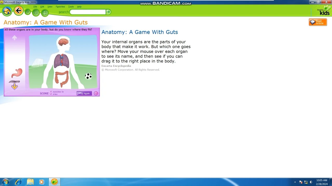 It's 2010 and you're playing Encarta kids on Windows 7 