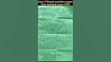 Class 9 Nepali question paper first terminal exam 2081/2024 !