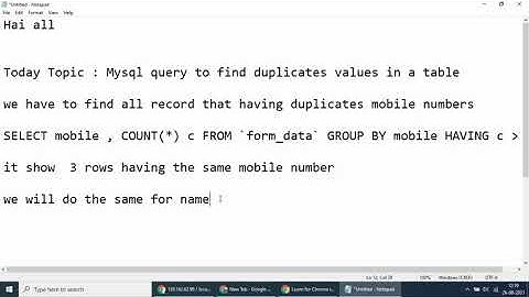 MySQL Tutorial :  MySQL query to find duplicates values inside a table