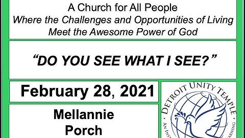 Youth Ministry Detroit Unity Temple Sunday Service 02 28 21