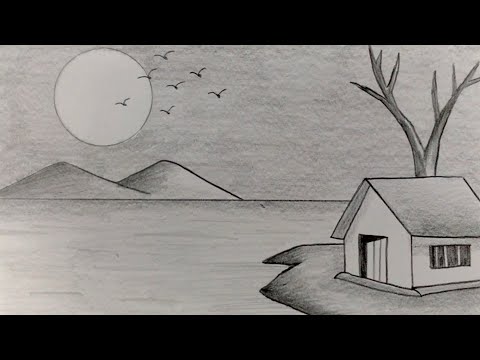 Vẽ Tranh Phong Cảnh Bằng Bút Chì 6B từng bước | how to draw simple scenery with pencil - Hướng dẫn vẽ tranh đơn giản nhanh chóng - Kho kiến thức học