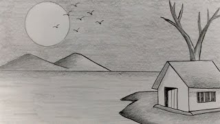 Vẽ Tranh Phong Cảnh Bằng Bút Chì 6B từng bước  | how to draw simple scenery with pencil