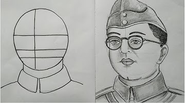 subhash chandra bose drawing step by step,netaji subhash chandra bose drawing,how to draw netaji