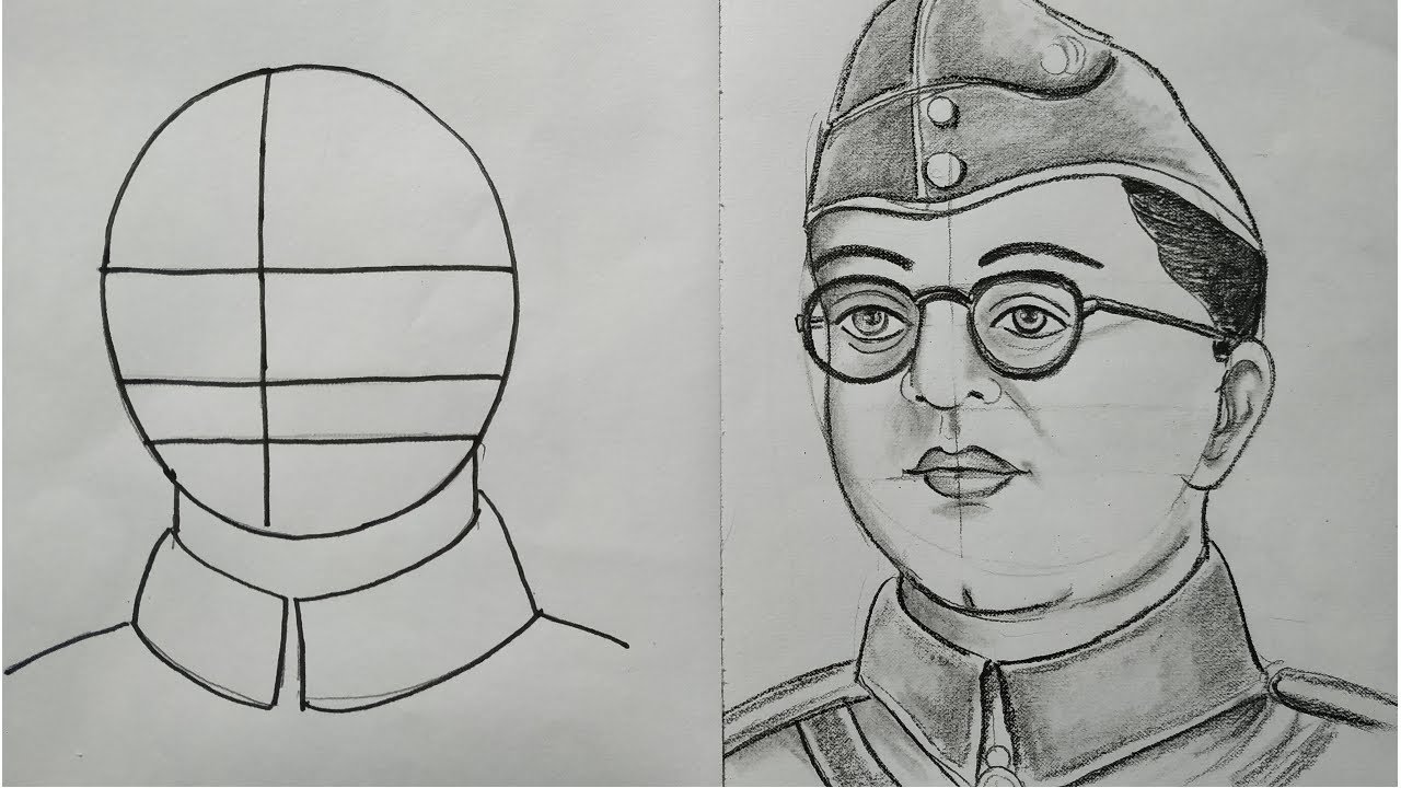 Netaji Subhash Chandra Bose Pencil Sketch - Kids Portal For Parents