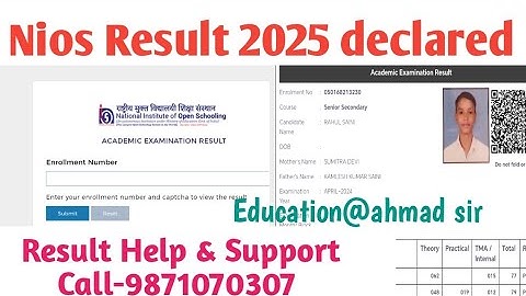 Nios. Nios result. Nios result 2025. Nios October 2025 Result declared. Nios result help 9871070307 