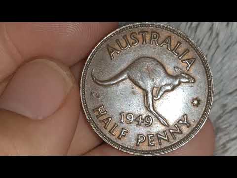 1949 Australia Half Penny Coins George VI