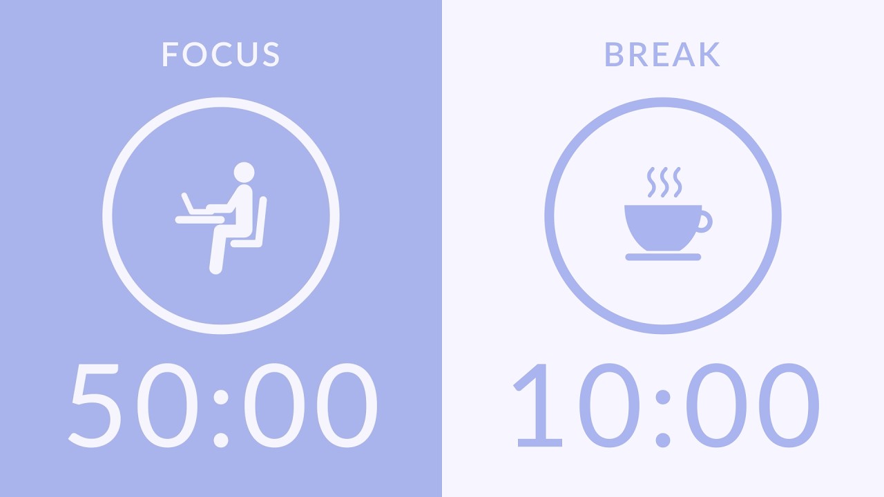 50/10 Pomodoro Timer with White Noise 🎧 5-Hour Study with Me for Deep Focus & ADHD ✨