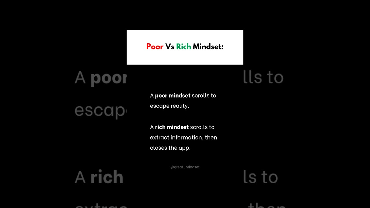 Poor VS Rich Mindset 🔥 