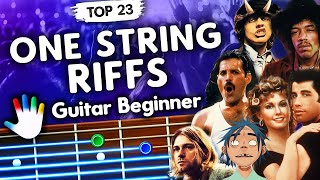 TOP 23 iconic Guitar Riffs on One String | Easy Guitar Lessons for Beginners | Chords, Backing Track