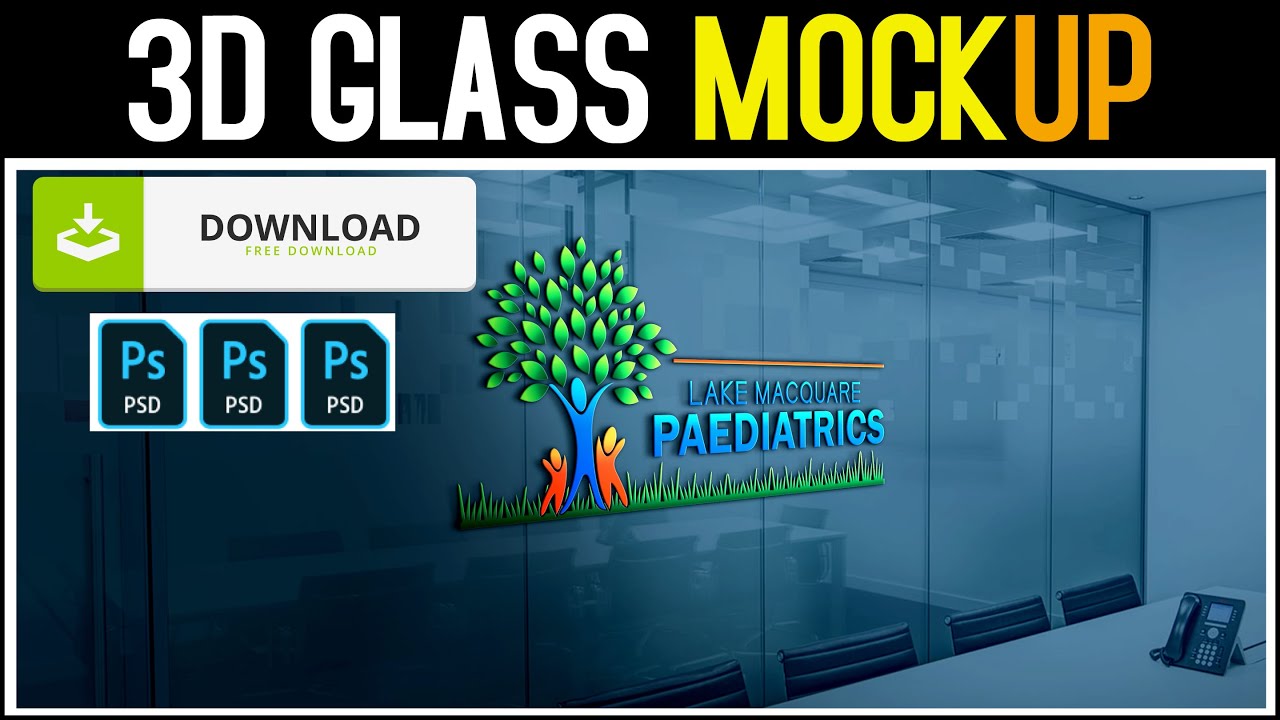 Download 3D glass mockup free download | Free PSD Logo Mockup | How to use mockup in photoshop - YouTube