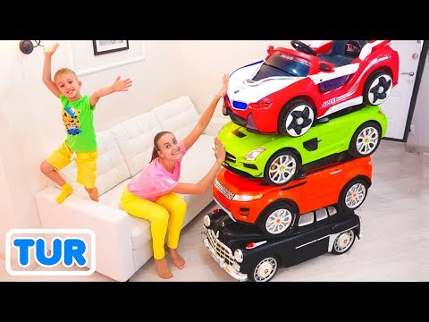 Sihirli küçük sürücü oyuncak arabalara biniyor ve onları dönüştürüyor.