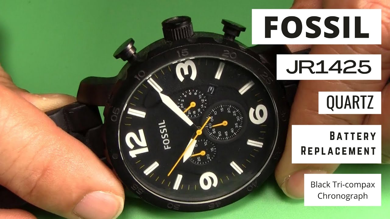 Fossil Black Chrono JR1425 Battery Replacement - YouTube