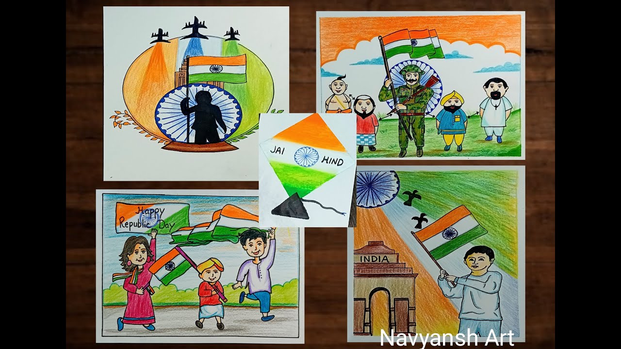 5 Best poster drawings on Republic day/Republic day drawings - YouTube
