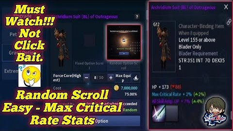 Cabal Mobile PH - Experiment How to get Max Critical Rate using Armor Opt Scroll - Random [Tips]