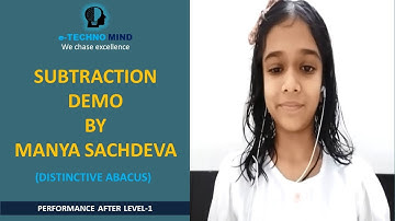 Subtraction demo by  Manya Sachdeva -After Abacus Level-1 ( Gurgaon)