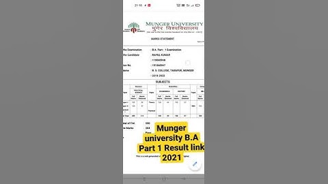 How To Check Munger university B.A Part1 Result 2021| Result Check Kaise Karen 2021