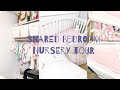 Baby girl shared nursery tour  organization pink gold white theme teen mom edition
