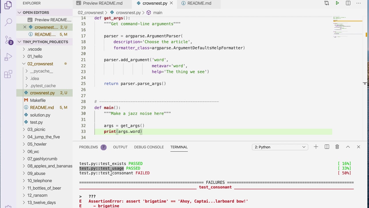 Tiny Python Projects: Ch 2 Pt 2 (getting started) - YouTube
