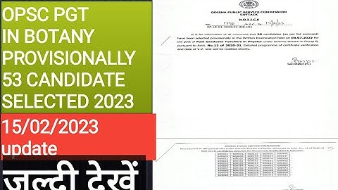 OPSC PGT IN BOTANY PROVISIONALLY 53 CANDIDATE SELECTED 2023
