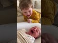 The "Shhh" went wrong... 😂 #ToddlerChaos #BigBrotherMoments #BabyReaction #SiblingRivalry #DadLife