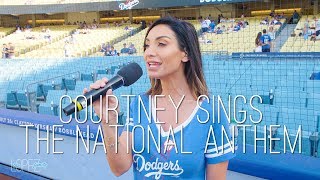 Courtney Sings the National Anthem at a Dodger's Game