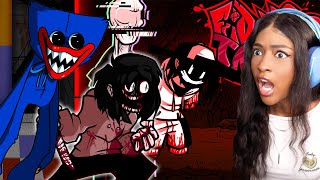 HUGGY WUGGY, JEFF THE KILLER, AND EVEN SLENDERMAN??!! im scared | Friday Night Funkin