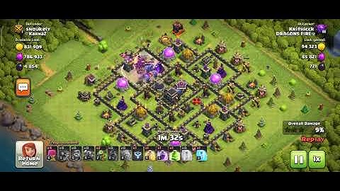 How to target Dark Elixir at TH9! 100% Max Base Attack Replay [Clash of Clans]