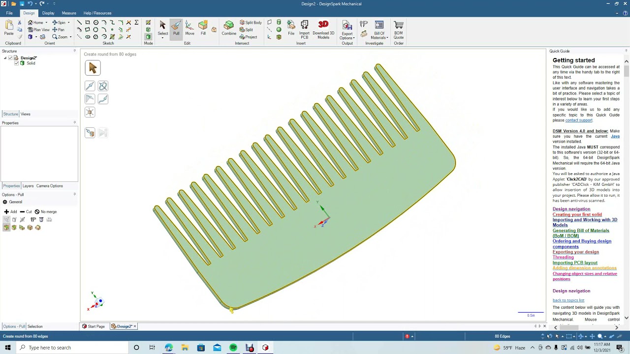 Creating your own 3D hair comb using design spark mechanical. YouTube