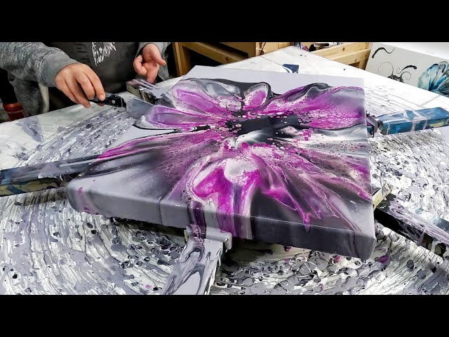 Interesting Cell Reaction ~ Testing New Pouring Medium ~ Acrylic Pour  Painting with Hair Dryer_If you're looking for an interesting way to paint  with fluid acrylics, then check out this video! 