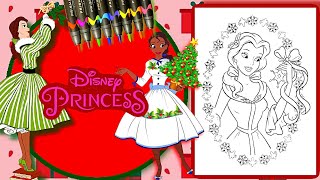 Coloring Princess Belle Christmas 🎄| Disney Princess Christmas Coloring Pages