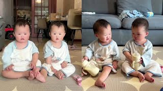 Cute Identical Twins |  Good Dad Taking Care of Twins