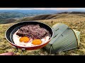 Solo CAMPING & cooking Steak And Eggs on a mountain