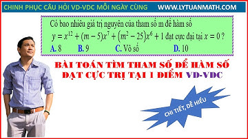 VD-VDC|BÀI TOÁN TÌM THAM SỐ ĐỂ HÀM SỐ ĐẠT CỰC TRỊ TẠI 1 ĐIỂM MỨC ĐỘ VD-VDC