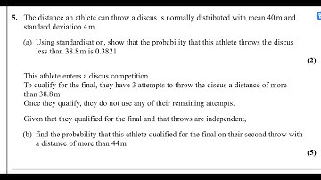 Statistics S1 January 2024 Pearson Edexcel IAL WST 01/01 | Q5 | Normal Distribution |