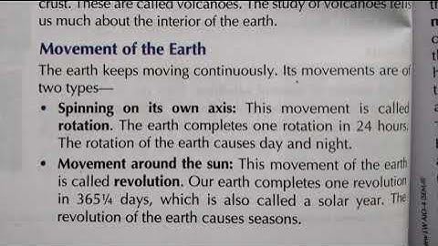 class 4, science, chapter 2, solar system movements of earth