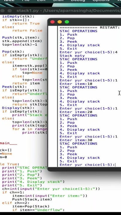 Python Program to implement stack operations . Part 2 #progra #code ...