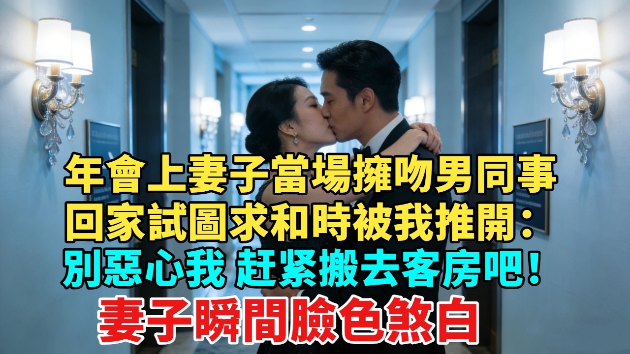 年會上妻子當場擁吻男同事，回家試圖求和時被我推開：別惡心我，你搬去客房吧！妻子瞬間臉色煞白 #故事頻道#情感故事#分享#情感#感情#婚姻