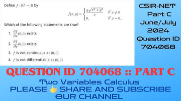CSIRNET Mathematics June 2024 Solutions| CSIRNET Math July 2024 Question Part C|#QID704068 #704068