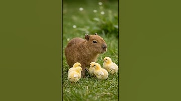 🐥New friend ☺️#shorts #cute #capybara #ai #aiart