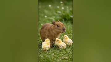 🐥New friend ☺️#shorts #cute #capybara #ai #aiart