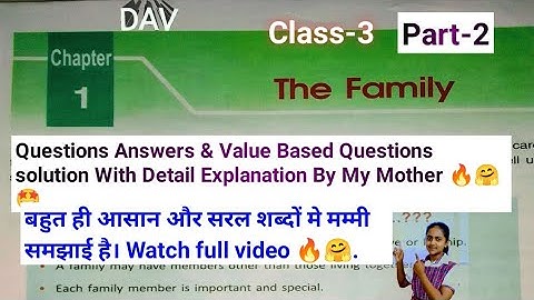 DAV/ Class 3/ SST Ch-1/ The Family/Ques-Ans With Value Based Que 2023/ #learnwithlearner #dav.