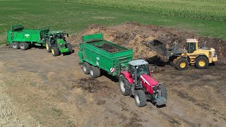 Miststreuen-JOHN DEERE, MASSEY FERGUSON mit TEBBE Streuer, VOLVO Radlader & JOHN DEERE am Grubbern