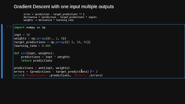 Gradient Descent learning with One Input and Multiple Outputs