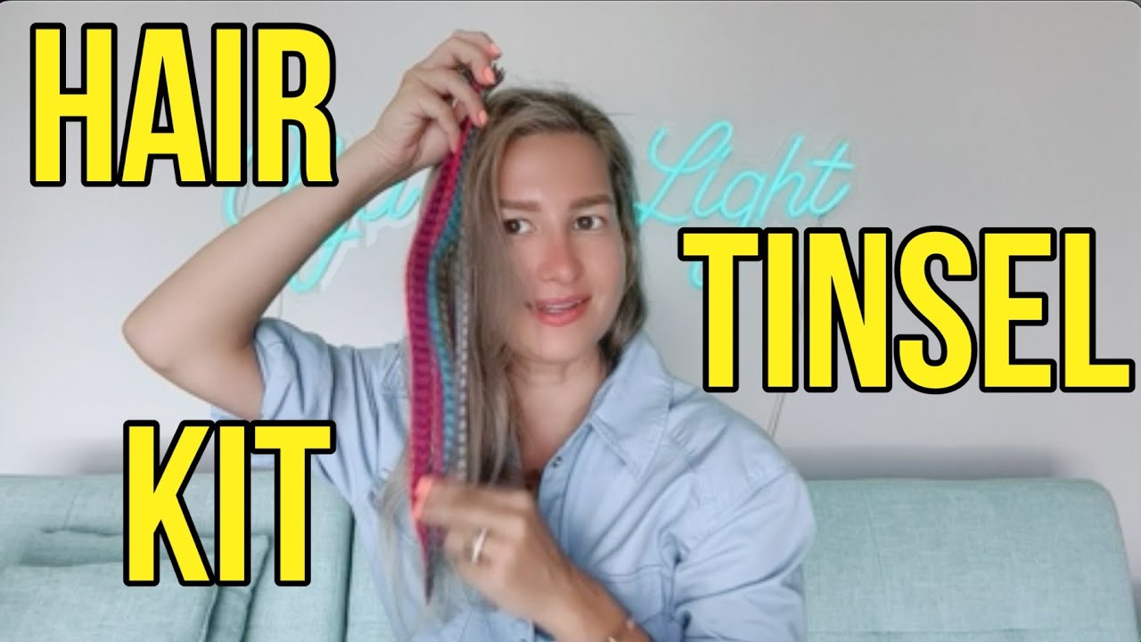 1440 Strands Hair Tinsel Kit with Tools Glitter Hair Extension Tinsel