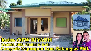 OFW DREAM HOUSE OF CAPONPON FAMILY OF BATANGAS PHILIPPINES,34x26FT,3BR,2T&B