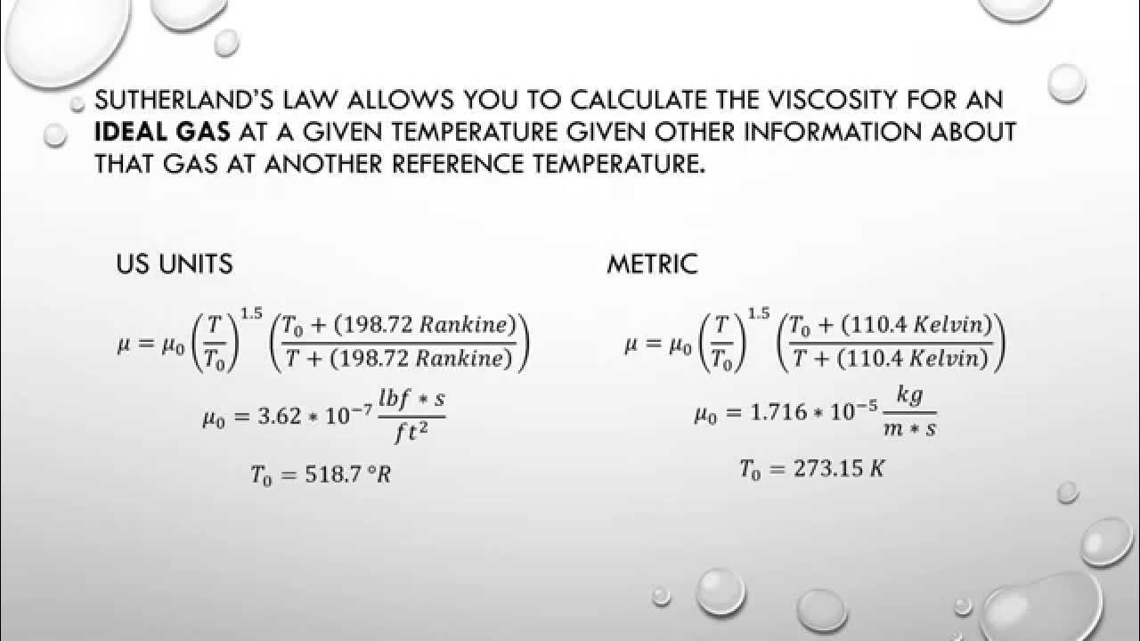 Sutherland Law Determine Viscosity from Temperature YouTube