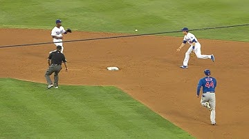 CHC@LAD: Utley, Rollins turn a double play in the 7th