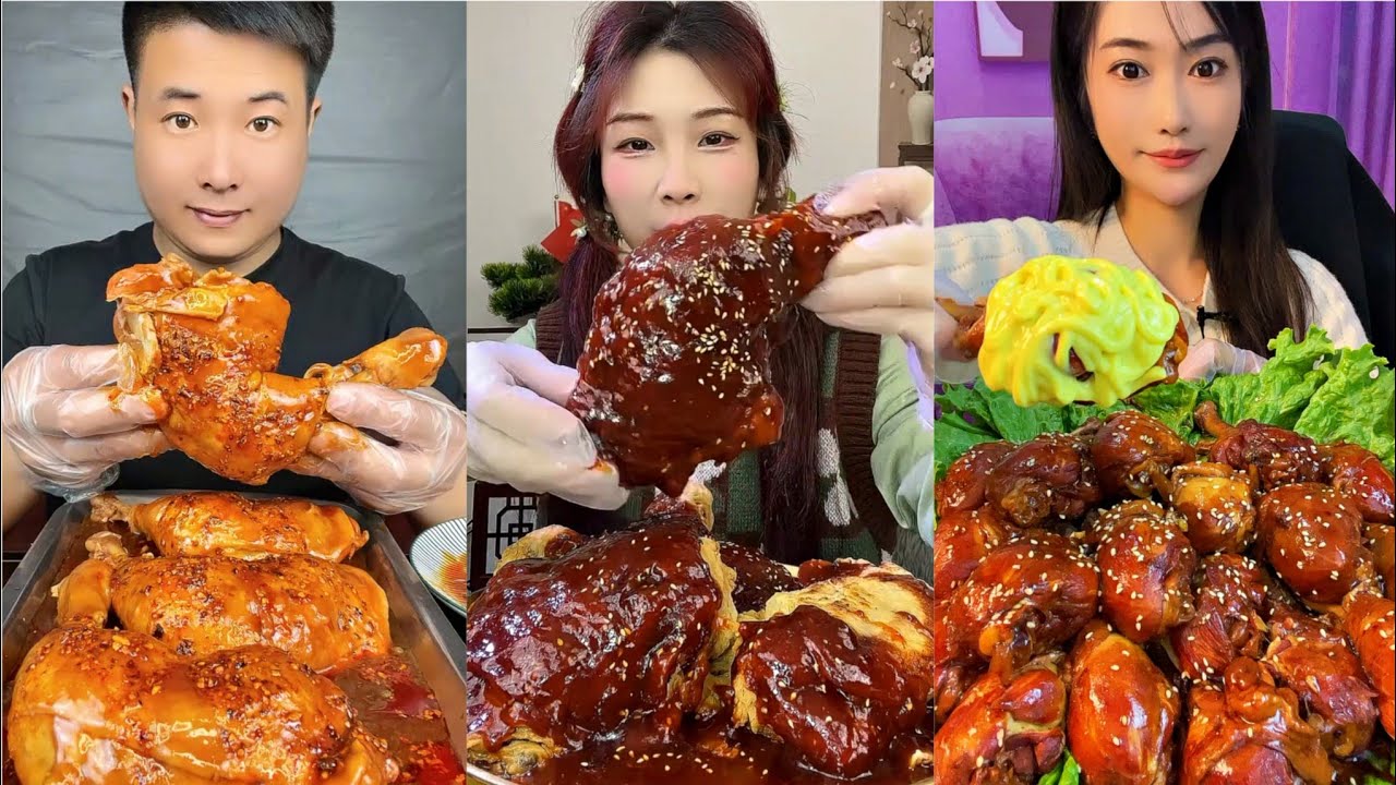 Eating Spicy Chicken Legs 🍗 ( eating chewy sounds ) Soslu Tam Tavuk Yeme ASMR